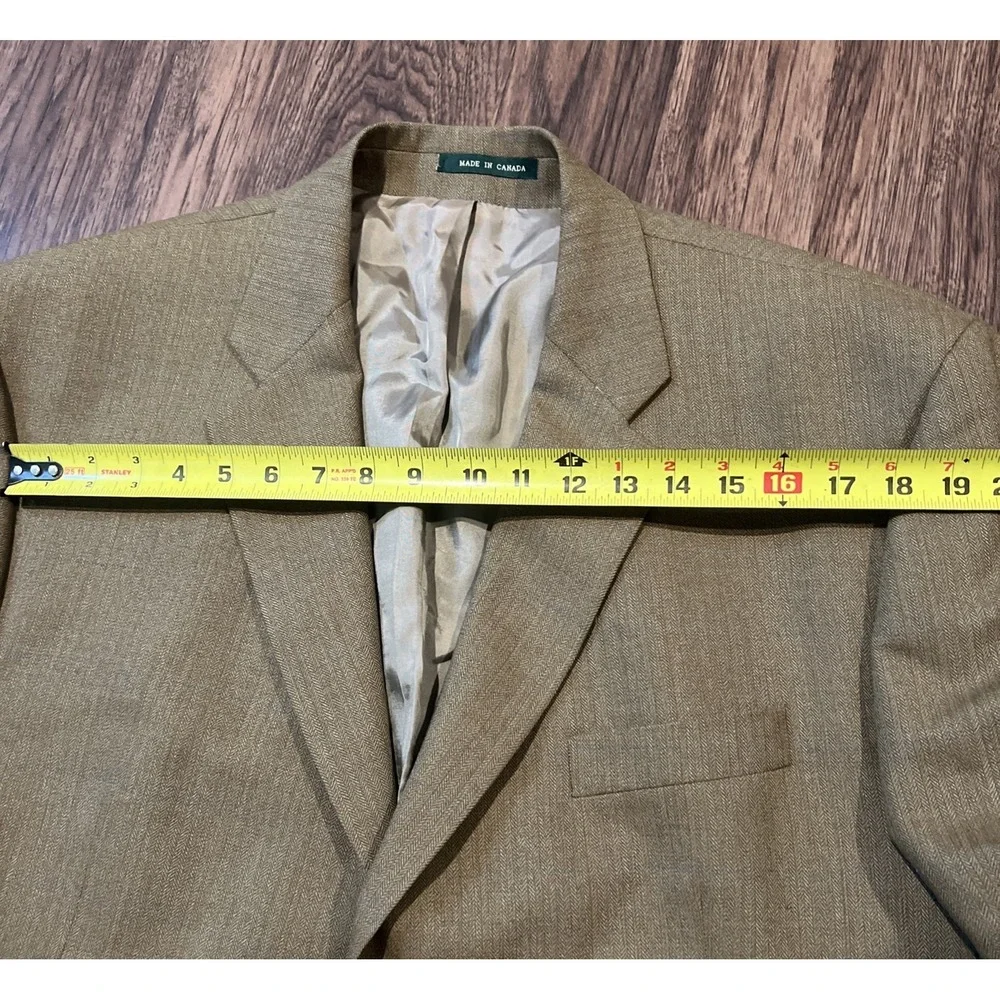 Lauren Polo Ralph Lauren Brown Herringbone Sport Coat - 100% Wool Size 48L